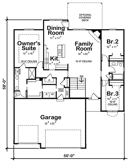 European, Traditional House Plan 80435 with 3 Beds, 2 Baths, 3 Car Garage First Level Plan