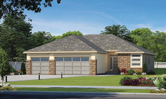 Modern, Traditional House Plan 80436 with 3 Beds, 2 Baths, 3 Car Garage Elevation