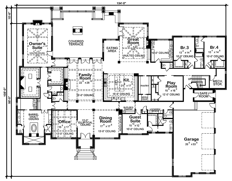 House Plan 80444 - French Country Style with 7350 Sq Ft, 4 Bed, 4