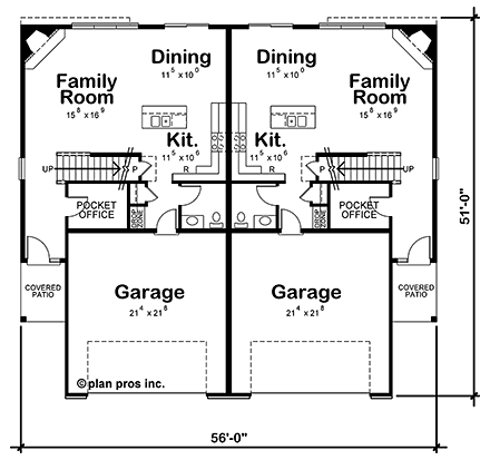 Traditional Multi-Family Plan 80445 with 6 Beds, 6 Baths, 4 Car Garage First Level Plan