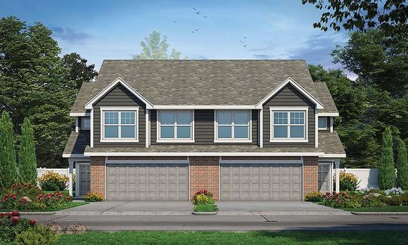 Traditional Multi-Family Plan 80445 with 6 Beds, 6 Baths, 4 Car Garage Elevation
