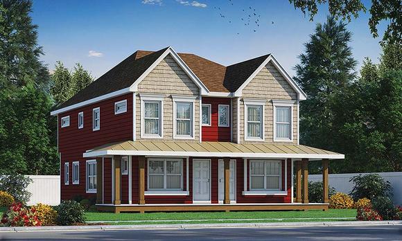 Southern, Traditional Multi-Family Plan 80447 with 4 Beds, 6 Baths Elevation