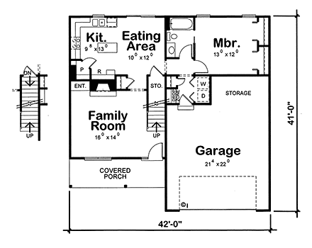 Craftsman House Plan 80473 with 4 Beds, 2 Baths, 2 Car Garage First Level Plan