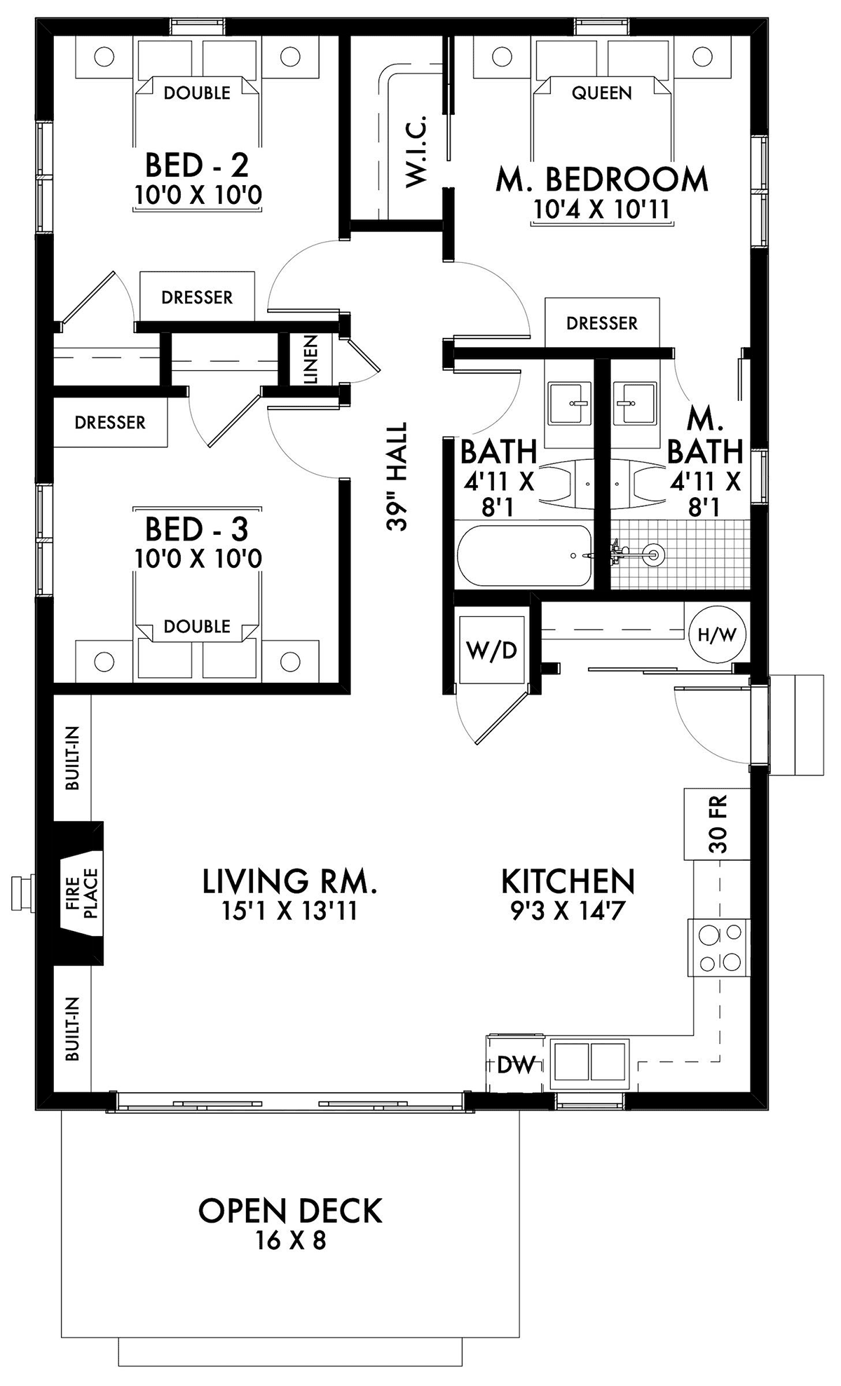 Cabin, Cottage House Plan 80500 with 3 Beds, 2 Baths Level One