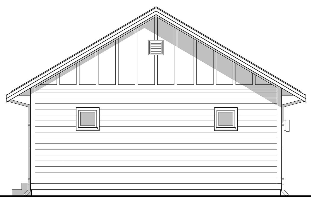Cabin, Cottage House Plan 80500 with 3 Beds, 2 Baths Rear Elevation