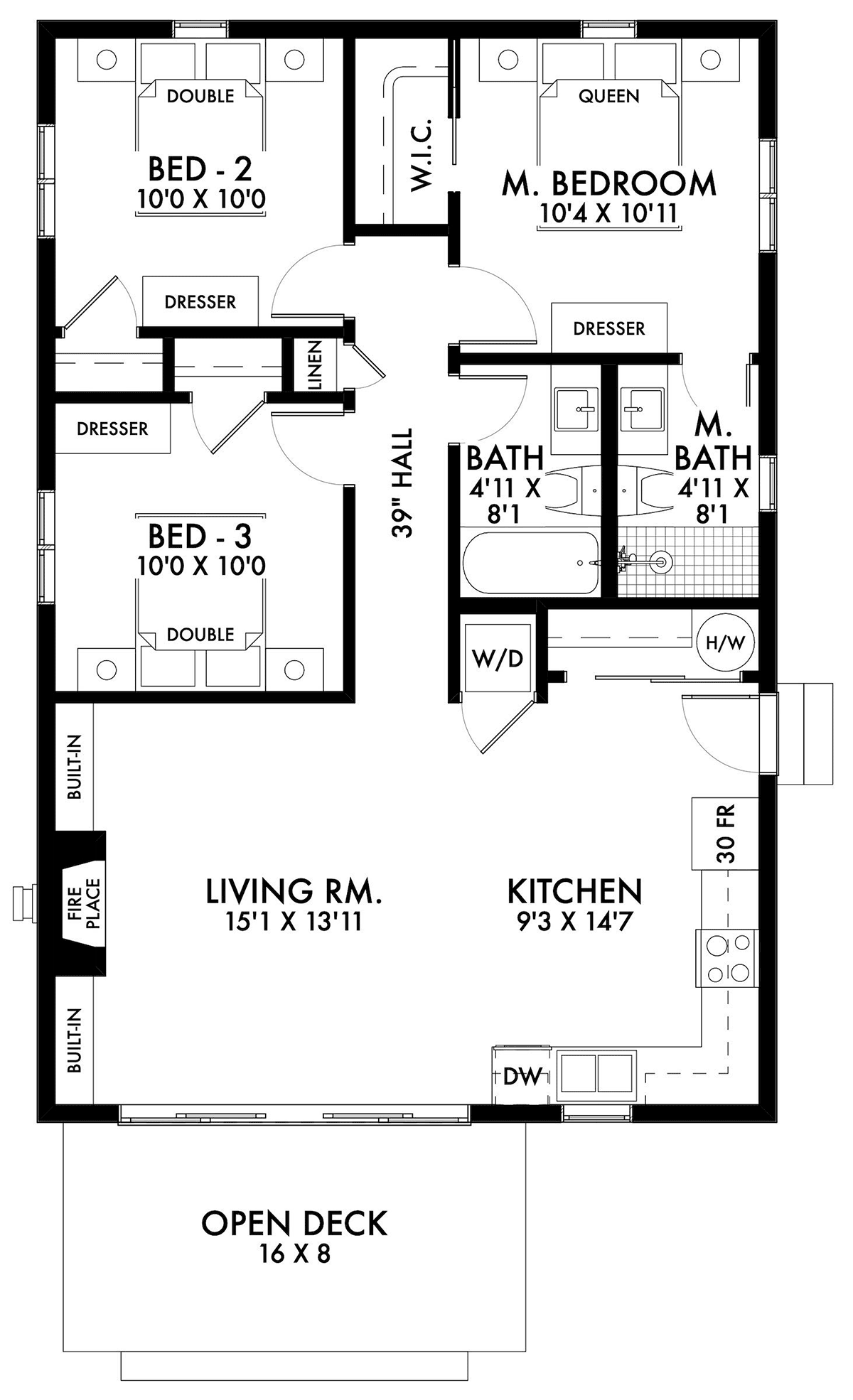 Cabin, Ranch, Traditional House Plan 80501 with 3 Beds, 2 Baths Level One