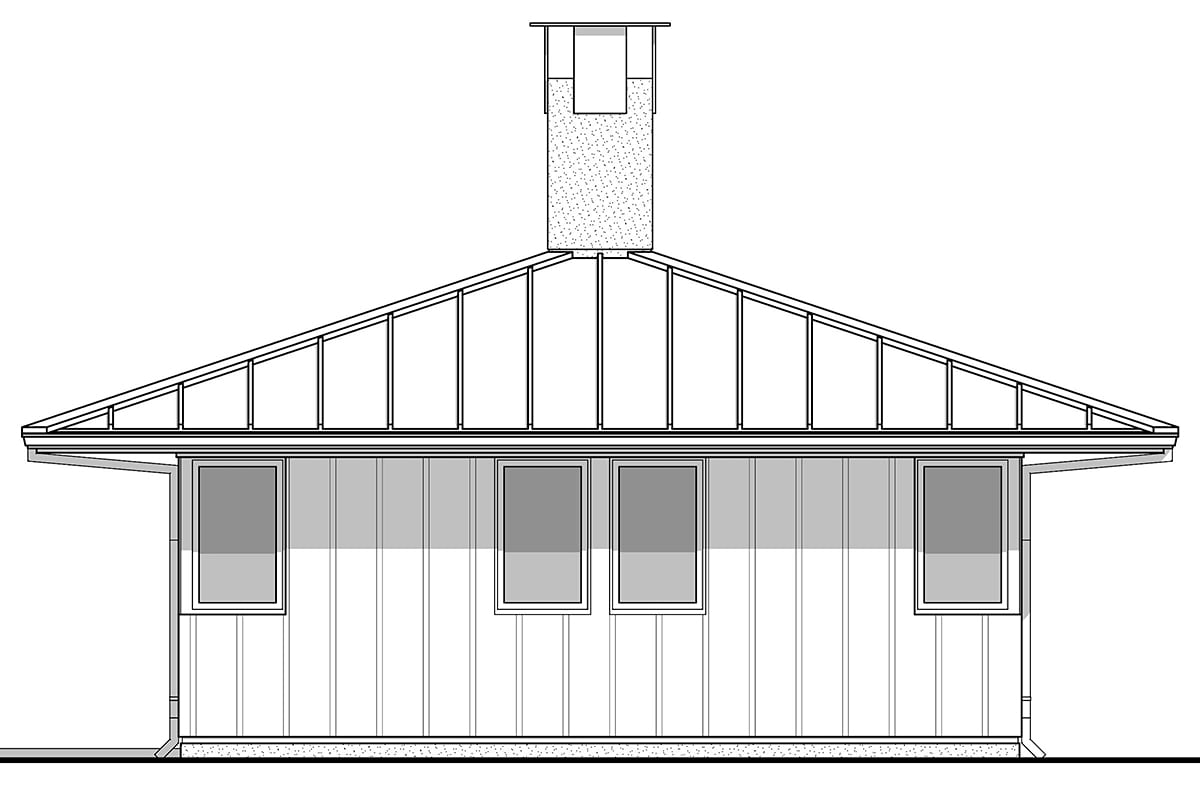 Cabin, Modern Plan with 576 Sq. Ft., 2 Bedrooms, 1 Bathrooms Rear Elevation