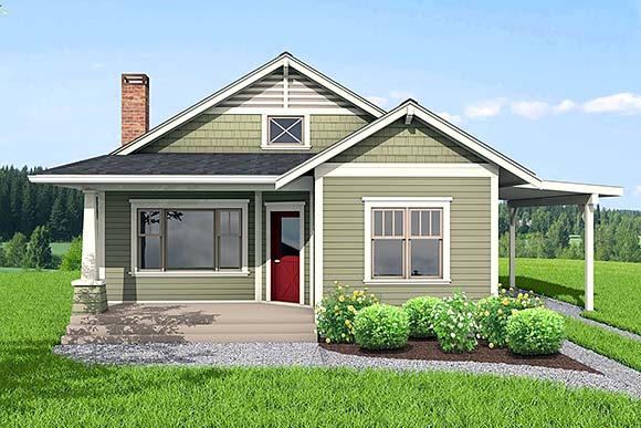 Bungalow House Plan 80504 with 2 Beds, 1 Baths Elevation