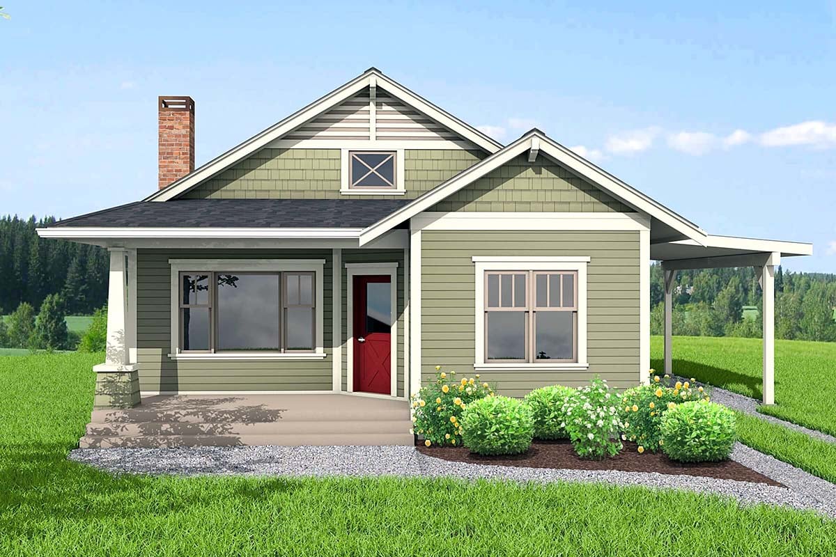Bungalow House Plan 80504 with 2 Beds, 1 Baths Elevation