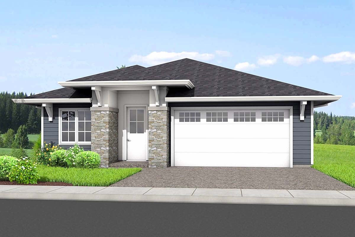 Ranch House Plan 80505 with 4 Beds, 3 Baths, 2 Car Garage Elevation