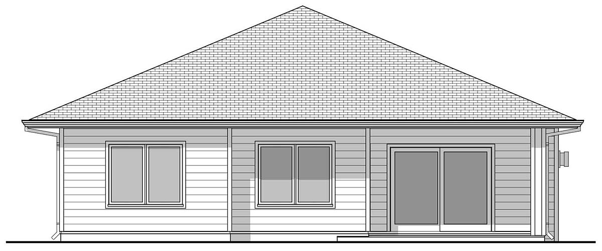 Traditional House Plan 80506 with 4 Beds, 3 Baths, 2 Car Garage Rear Elevation