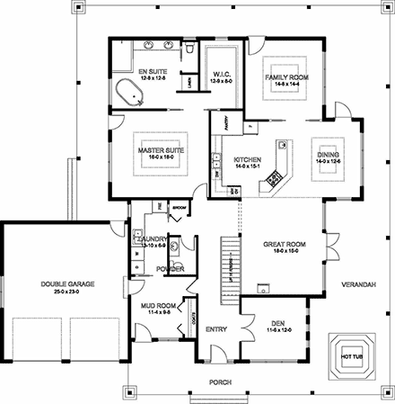Country, Craftsman, Traditional House Plan 80510 with 3 Beds, 3 Baths, 2 Car Garage First Level Plan
