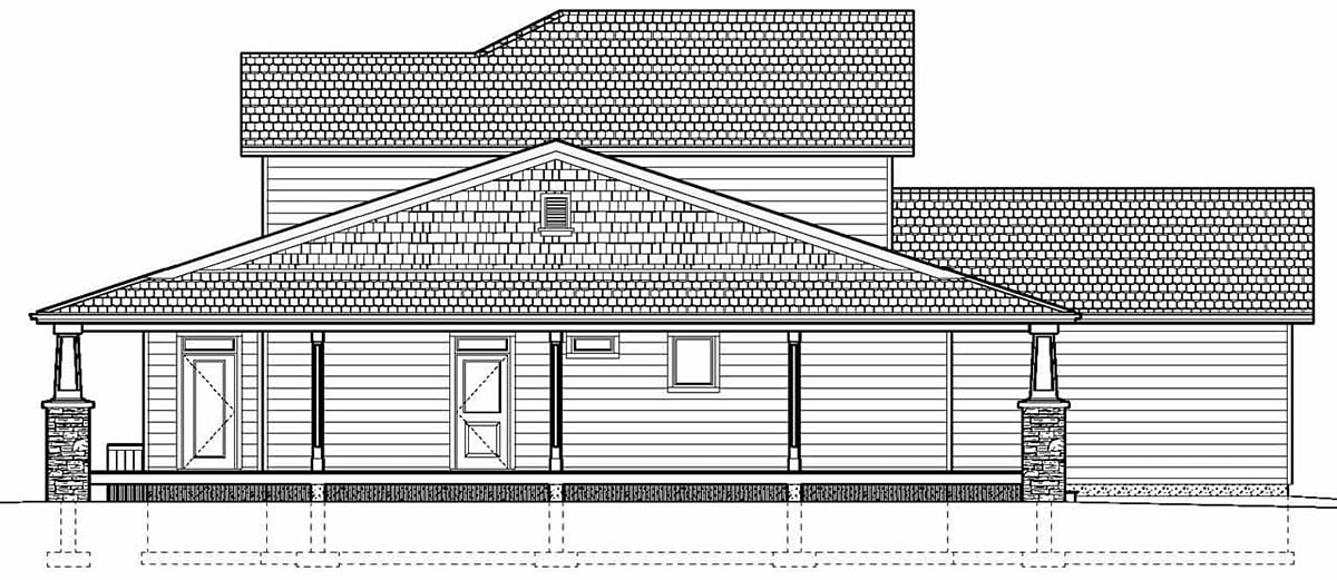 Country, Craftsman, Traditional House Plan 80510 with 3 Beds, 3 Baths, 2 Car Garage Rear Elevation