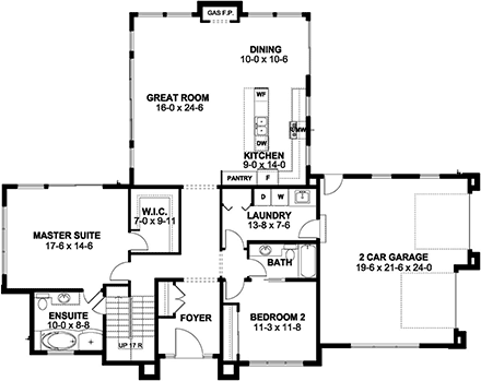 Contemporary, Modern House Plan 80513 with 3 Beds, 3 Baths, 2 Car Garage First Level Plan