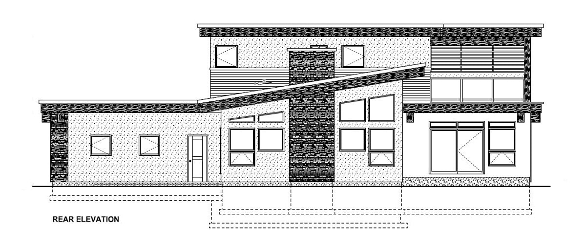 Contemporary, Modern House Plan 80513 with 3 Beds, 3 Baths, 2 Car Garage Rear Elevation
