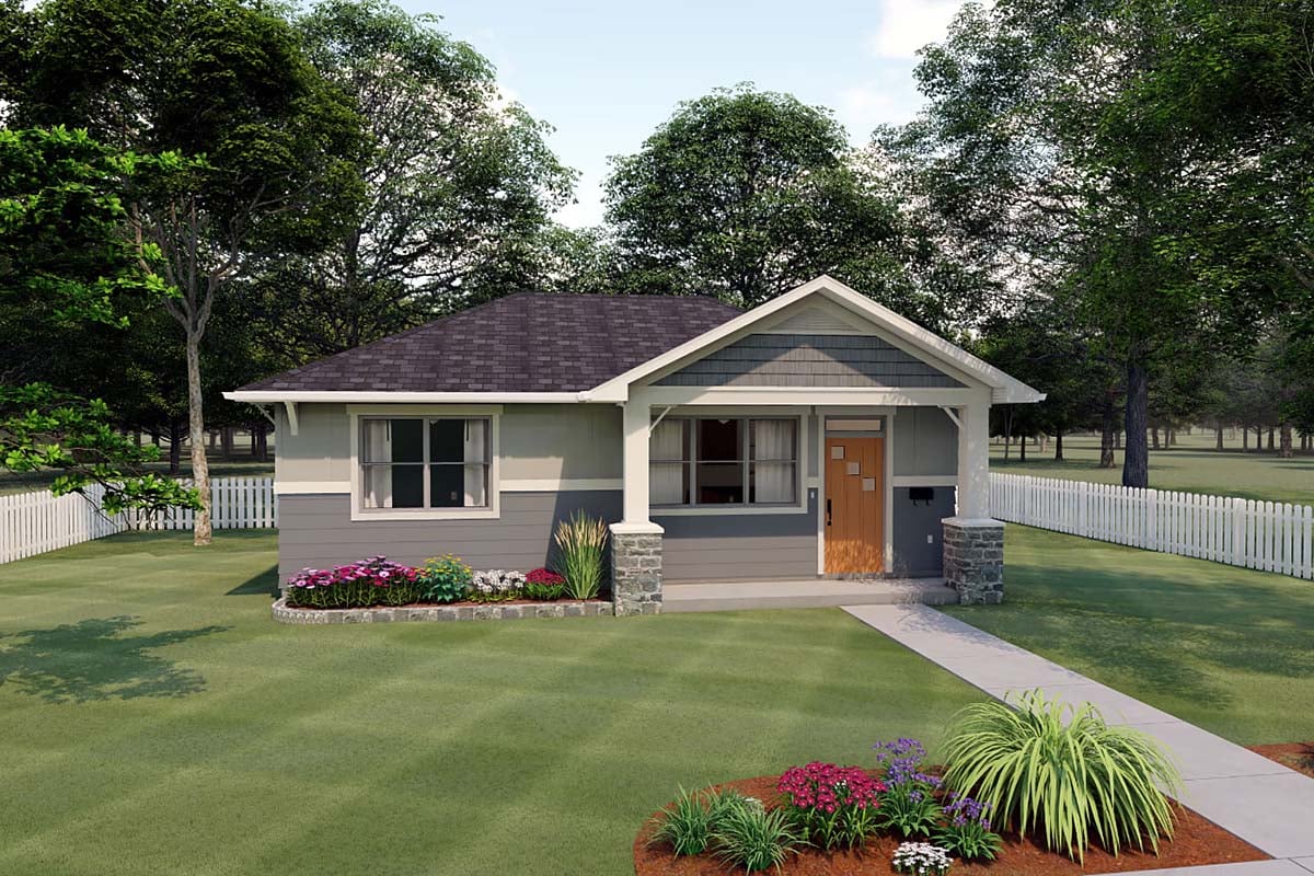 Bungalow, Cottage, Craftsman House Plan 80515 with 1 Beds, 1 Baths Elevation