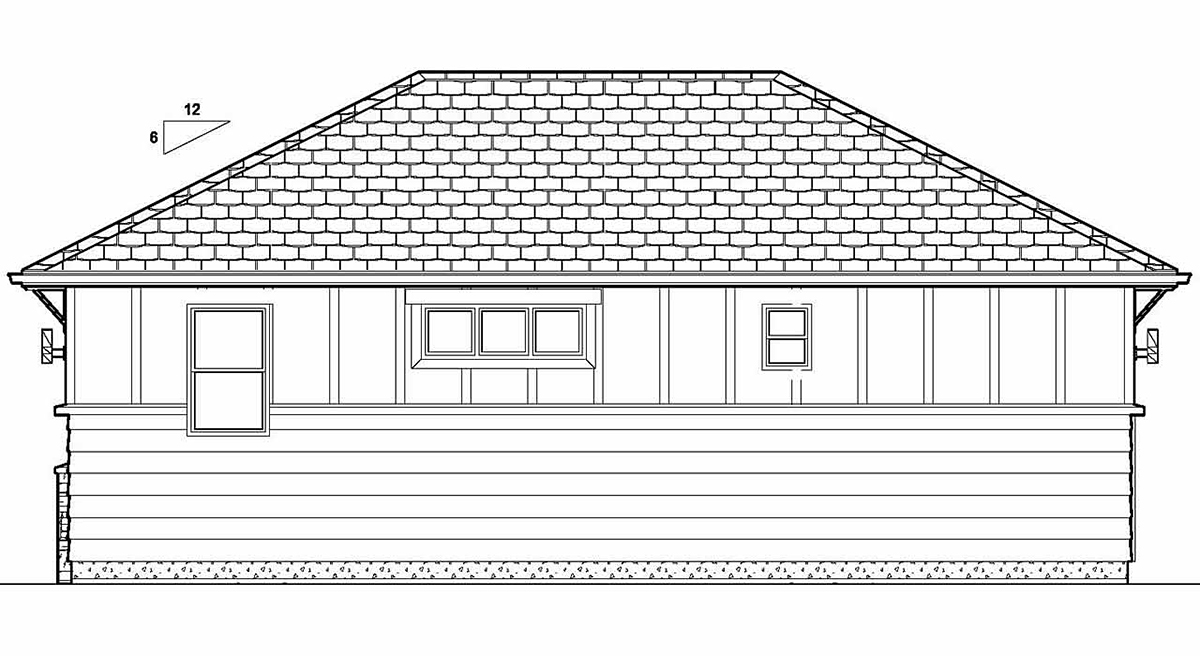 Bungalow, Cottage, Craftsman House Plan 80515 with 1 Beds, 1 Baths Rear Elevation