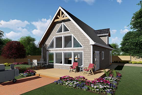 A-Frame, Cabin House Plan 80517 with 3 Beds, 3 Baths Elevation