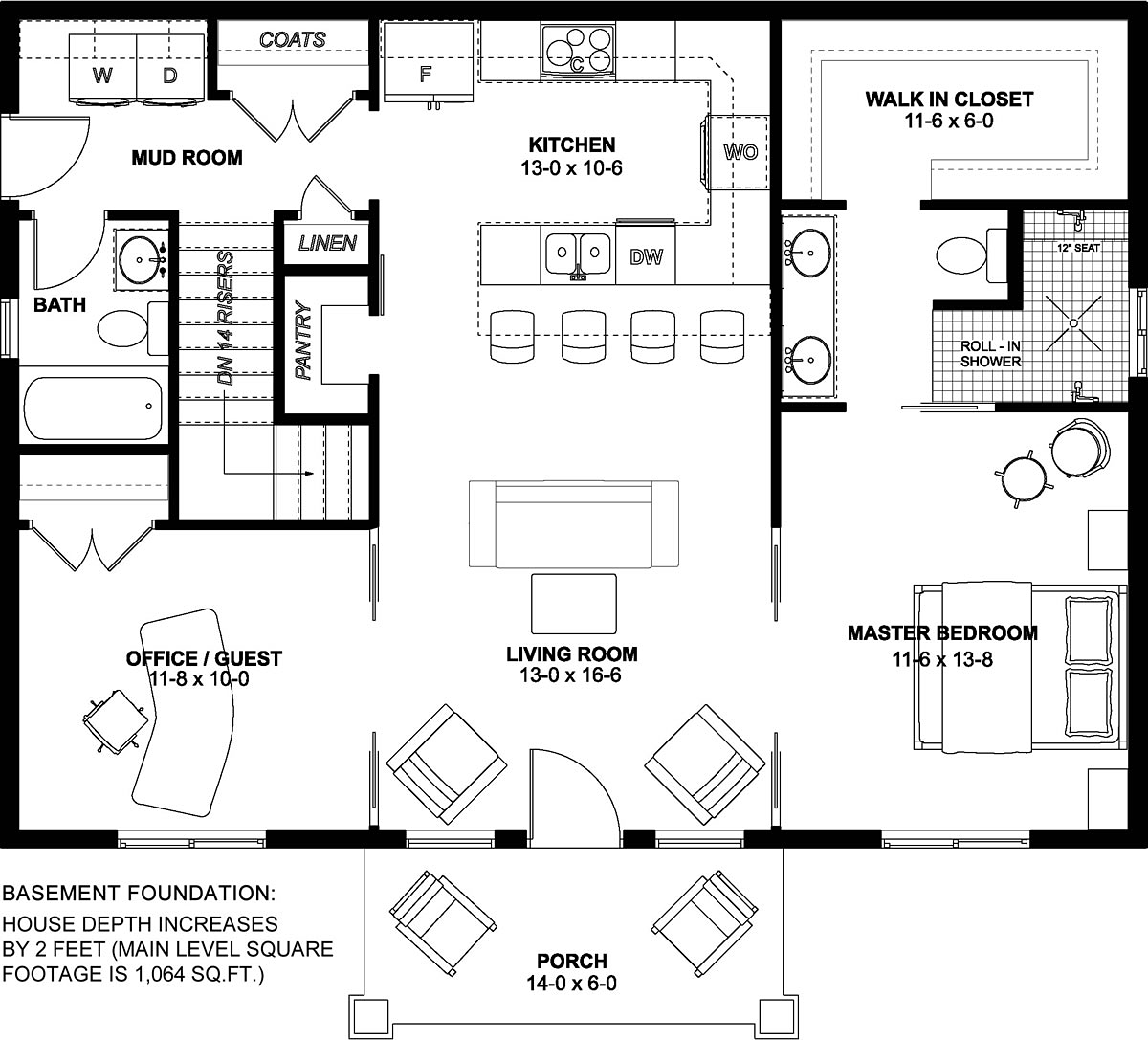 Country, Craftsman, Farmhouse, Ranch House Plan 80523 with 2 Beds, 2 Baths Alternate Level One