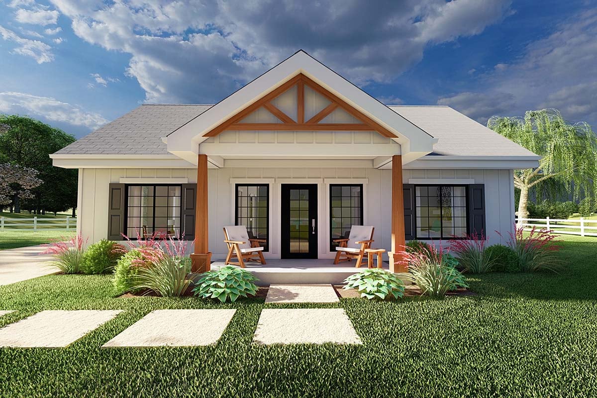 House Plan 80523 - Ranch Style with 988 Sq Ft, 2 Bed, 2 Bath