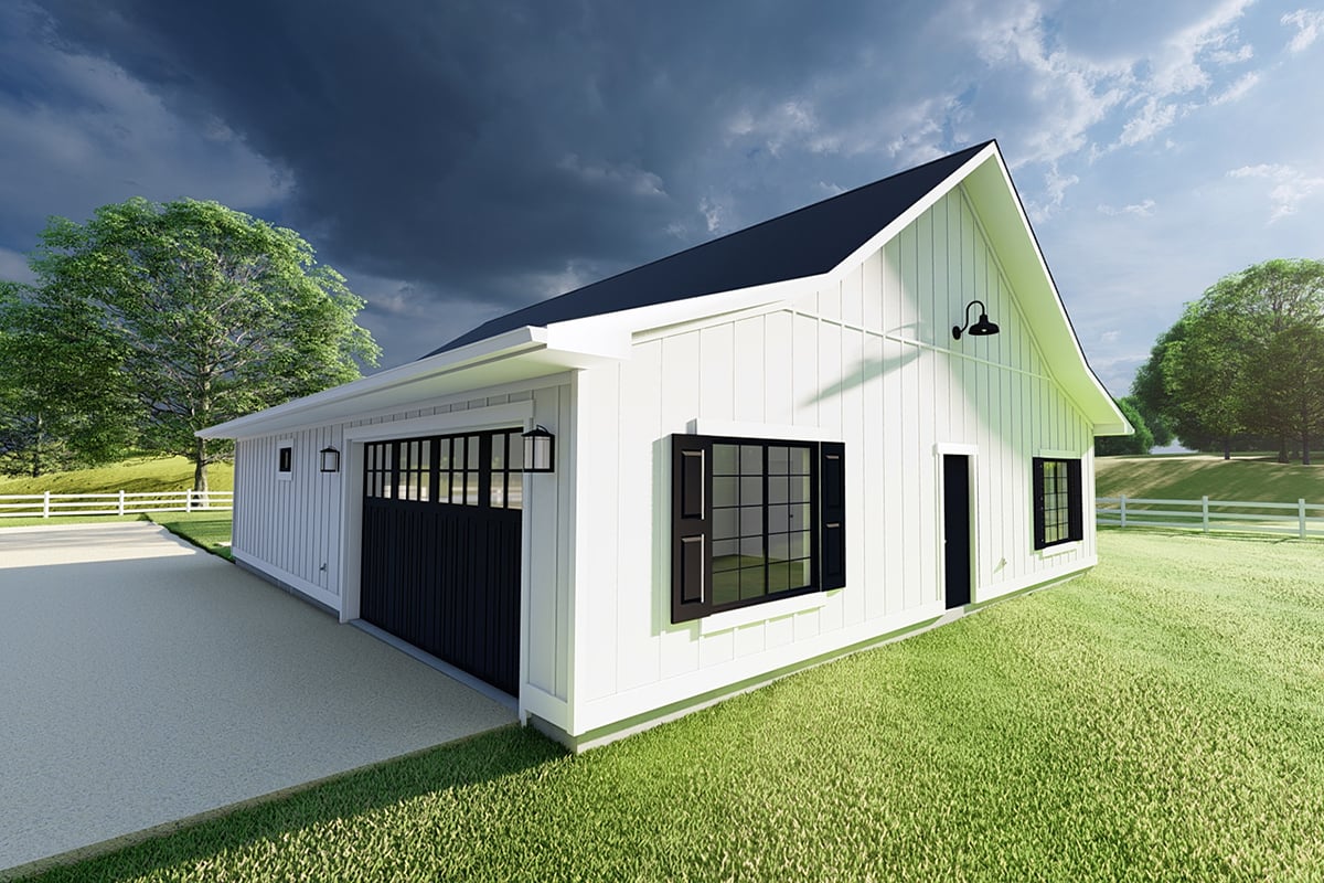 Country, Farmhouse, Ranch House Plan 80524 with 3 Beds, 2 Baths, 2 Car Garage Rear Elevation