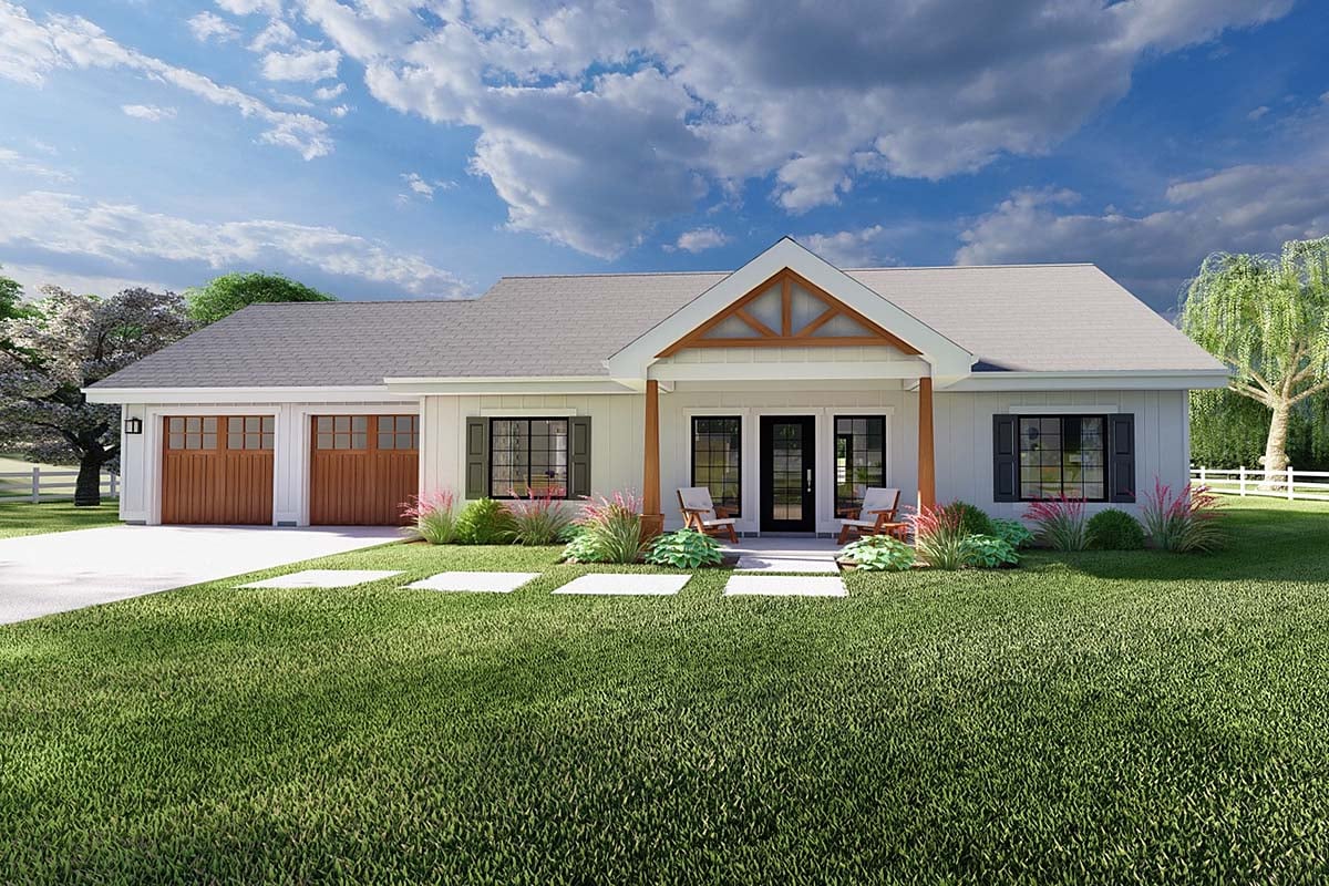 Country, Craftsman, Farmhouse, Ranch House Plan 80525 with 2 Beds, 2 Baths, 2 Car Garage Elevation