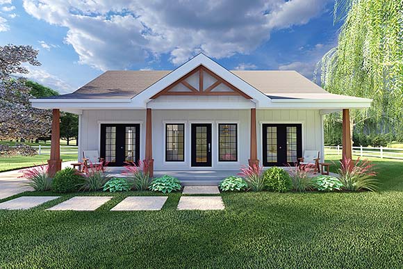 Contemporary, Country, Craftsman, Farmhouse, Ranch House Plan 80531 with 2 Beds, 2 Baths Elevation