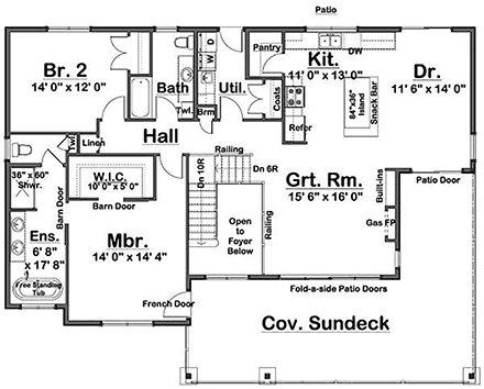 Contemporary, Modern House Plan 80535 with 3 Beds, 3 Baths, 2 Car Garage First Level Plan