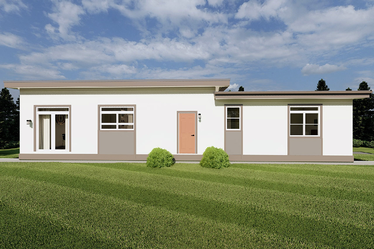 Contemporary, Modern Plan with 2816 Sq. Ft., 3 Bedrooms, 3 Bathrooms, 2 Car Garage Rear Elevation