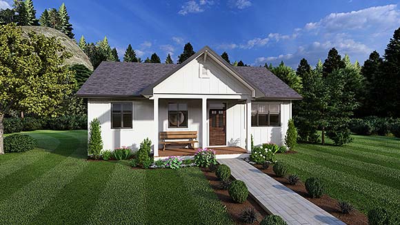 Country, Farmhouse, Ranch House Plan 80537 with 2 Beds, 1 Baths Elevation