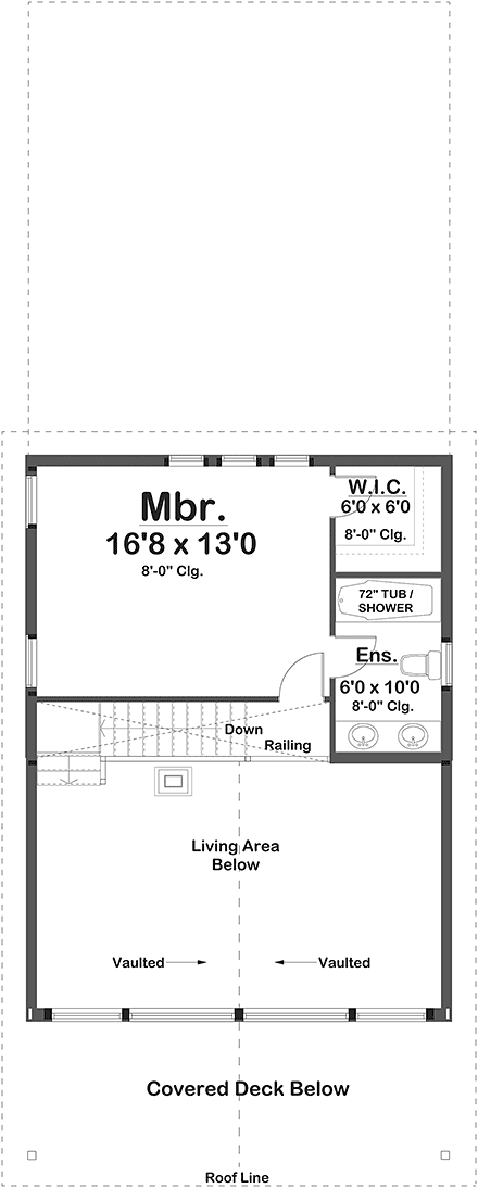 A-Frame, Contemporary, Country House Plan 80538 with 2 Beds, 2 Baths, 2 Car Garage Second Level Plan