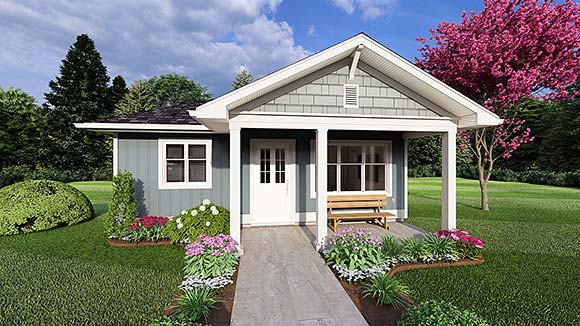 Cottage, Craftsman, Ranch House Plan 80539 with 1 Beds, 1 Baths Elevation