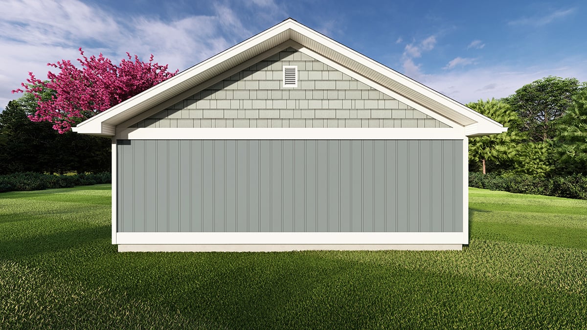 Cottage, Craftsman, Ranch Plan with 624 Sq. Ft., 1 Bedrooms, 1 Bathrooms Rear Elevation