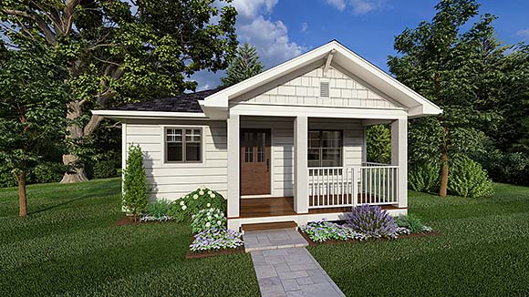 Cottage, Country, Farmhouse, Ranch House Plan 80540 with 1 Beds, 1 Baths Elevation