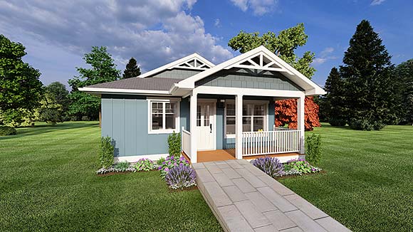 Cottage, Craftsman, Farmhouse House Plan 80541 with 1 Beds, 1 Baths Elevation