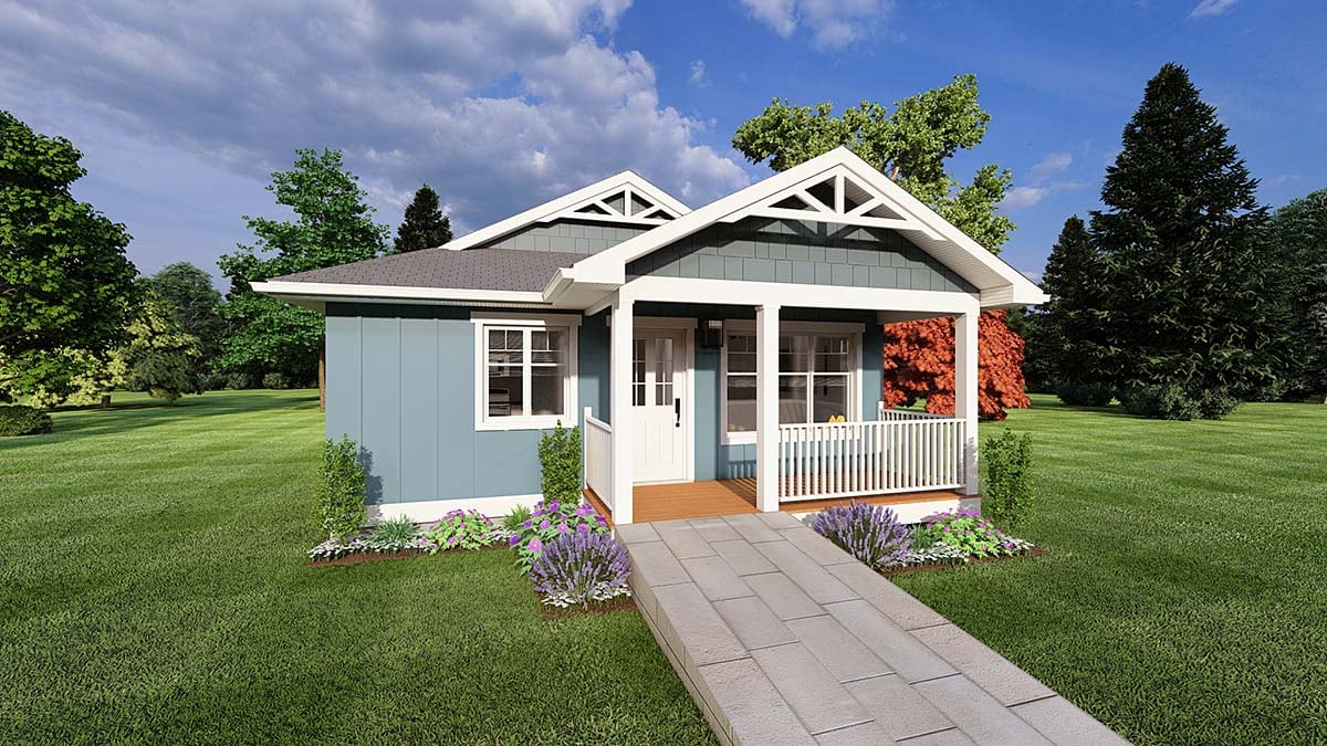Cottage, Craftsman, Farmhouse Plan with 637 Sq. Ft., 1 Bedrooms, 1 Bathrooms Elevation