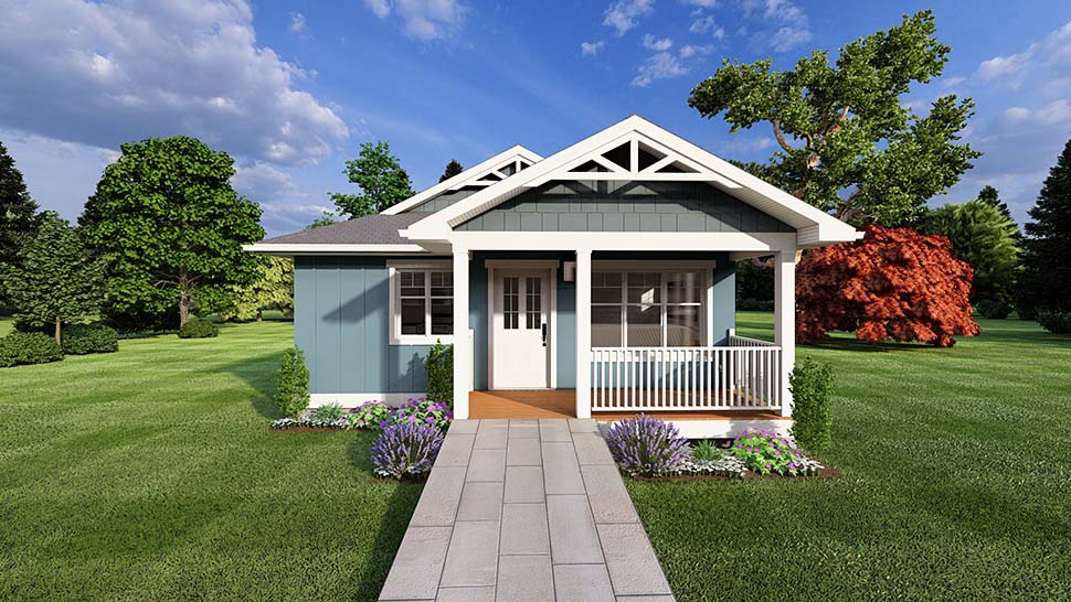 Cottage, Craftsman, Farmhouse Plan with 637 Sq. Ft., 1 Bedrooms, 1 Bathrooms Picture 5