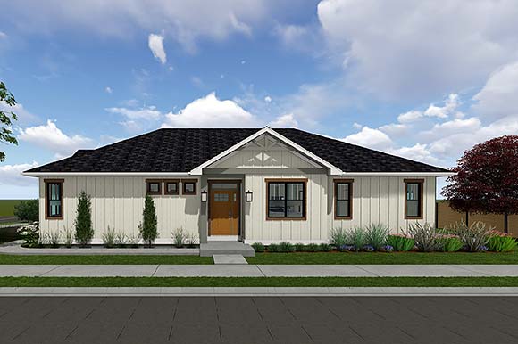 Bungalow, Craftsman, Farmhouse, Ranch House Plan 80543 with 3 Beds, 2 Baths, 2 Car Garage Elevation