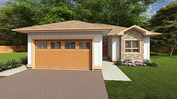 Bungalow, Craftsman, Farmhouse, Ranch House Plan 80544 with 2 Beds, 2 Baths, 2 Car Garage Elevation