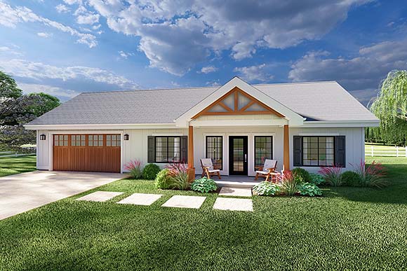 Country, Craftsman, Farmhouse, Ranch House Plan 80545 with 2 Beds, 2 Baths, 2 Car Garage Elevation