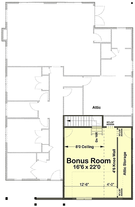 Contemporary, Country, Farmhouse, Ranch, Traditional House Plan 80547 with 3 Beds, 2 Baths, 2 Car Garage Second Level Plan