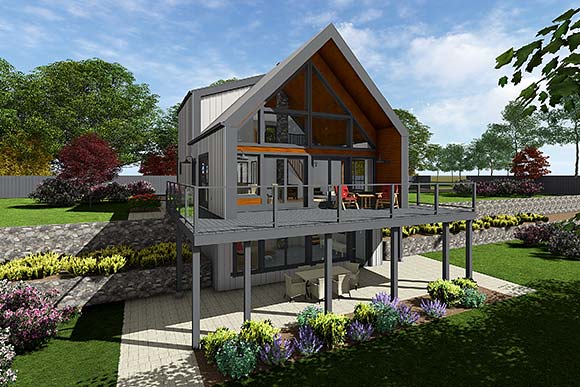 Contemporary, Country, Modern House Plan 80552 with 2 Beds, 2 Baths, 2 Car Garage Elevation