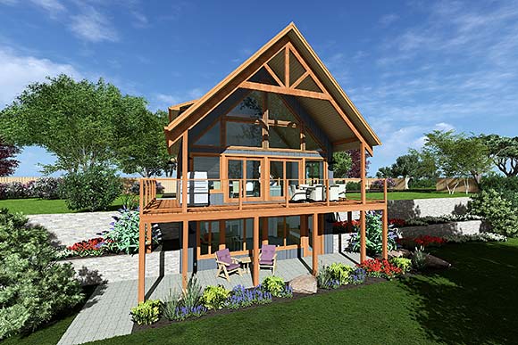 A-Frame, Contemporary, Country, Modern House Plan 80553 with 2 Beds, 2 Baths Elevation