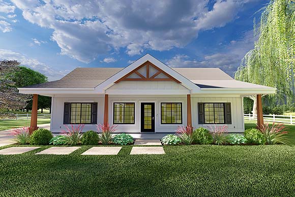 Country, Ranch House Plan 80556 with 2 Beds, 2 Baths Elevation