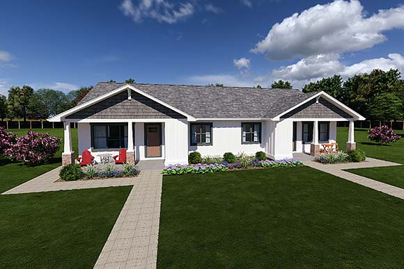 Country, Craftsman, Farmhouse, Ranch, Traditional Multi-Family Plan 80557 with 4 Beds, 4 Baths Elevation
