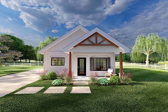 Contemporary, Country, Craftsman, Farmhouse, Ranch House Plan 80558 with 1 Beds, 1 Baths Elevation