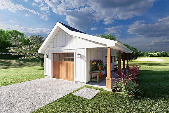 Country, Craftsman, Farmhouse, Ranch 1 Car Garage Plan 80561 Elevation