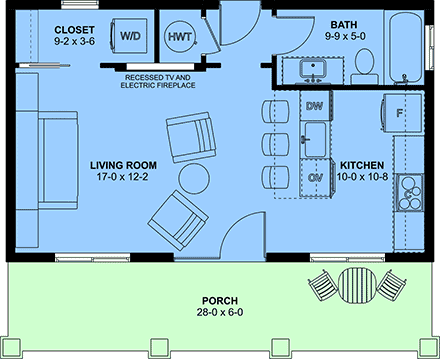 Contemporary, Country, Craftsman, Farmhouse, Ranch House Plan 80562 with 1 Beds, 1 Baths First Level Plan