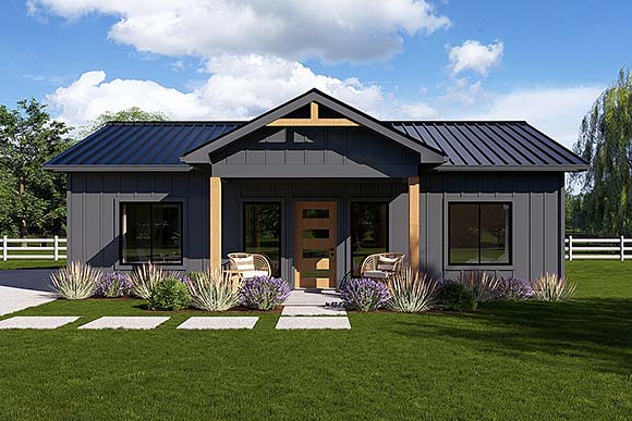 Barndominium, Contemporary, Farmhouse, Ranch House Plan 80564 with 2 Beds, 2 Baths Elevation