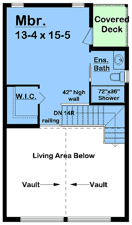 A-Frame, Cabin, Contemporary, Cottage House Plan 80572 with 2 Beds, 2 Baths Second Level Plan